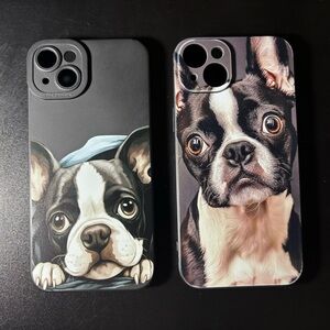 Charming Boston Terrier Dog-Themed Phone Case - Black and White